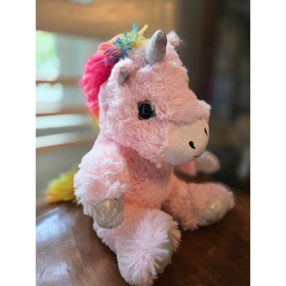 Spark Create Imagine Pink Rainbow Silver Unicorn Plush Stuffed Animal Toy - Picture 1 of 6